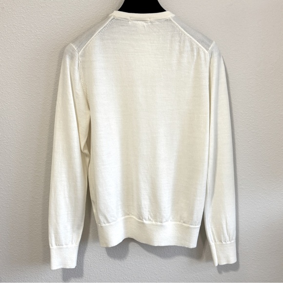 NWT 100% Cashmere Uniqlo White Crew Neck Long Sleeve Sweater Top - Picture 2 of 7